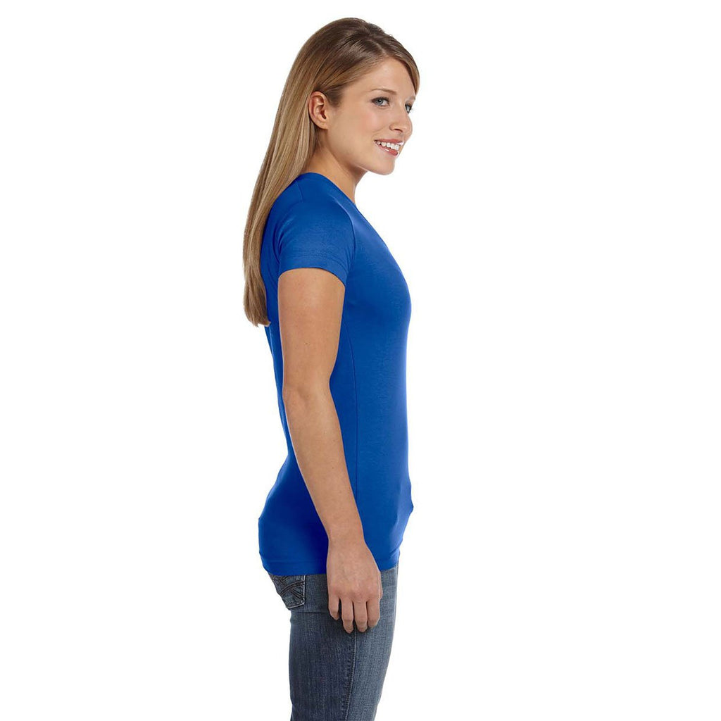 LAT Women's Royal Junior Fit V-Neck Fine Jersey T-Shirt