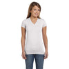 LAT Women's White Junior Fit V-Neck Fine Jersey T-Shirt