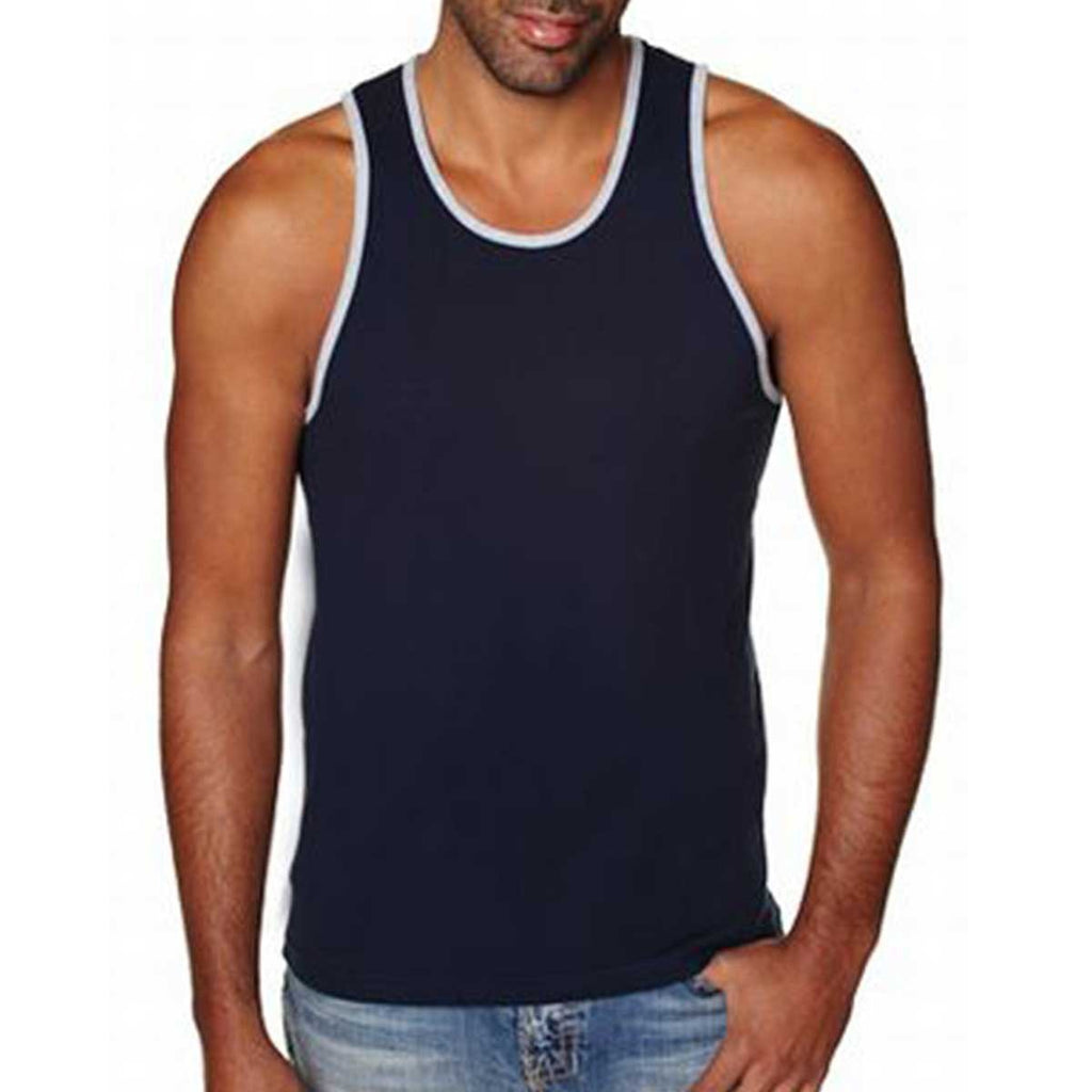 Next Level Men's Midnight Navy/Heather Grey Premium Jersey Tank