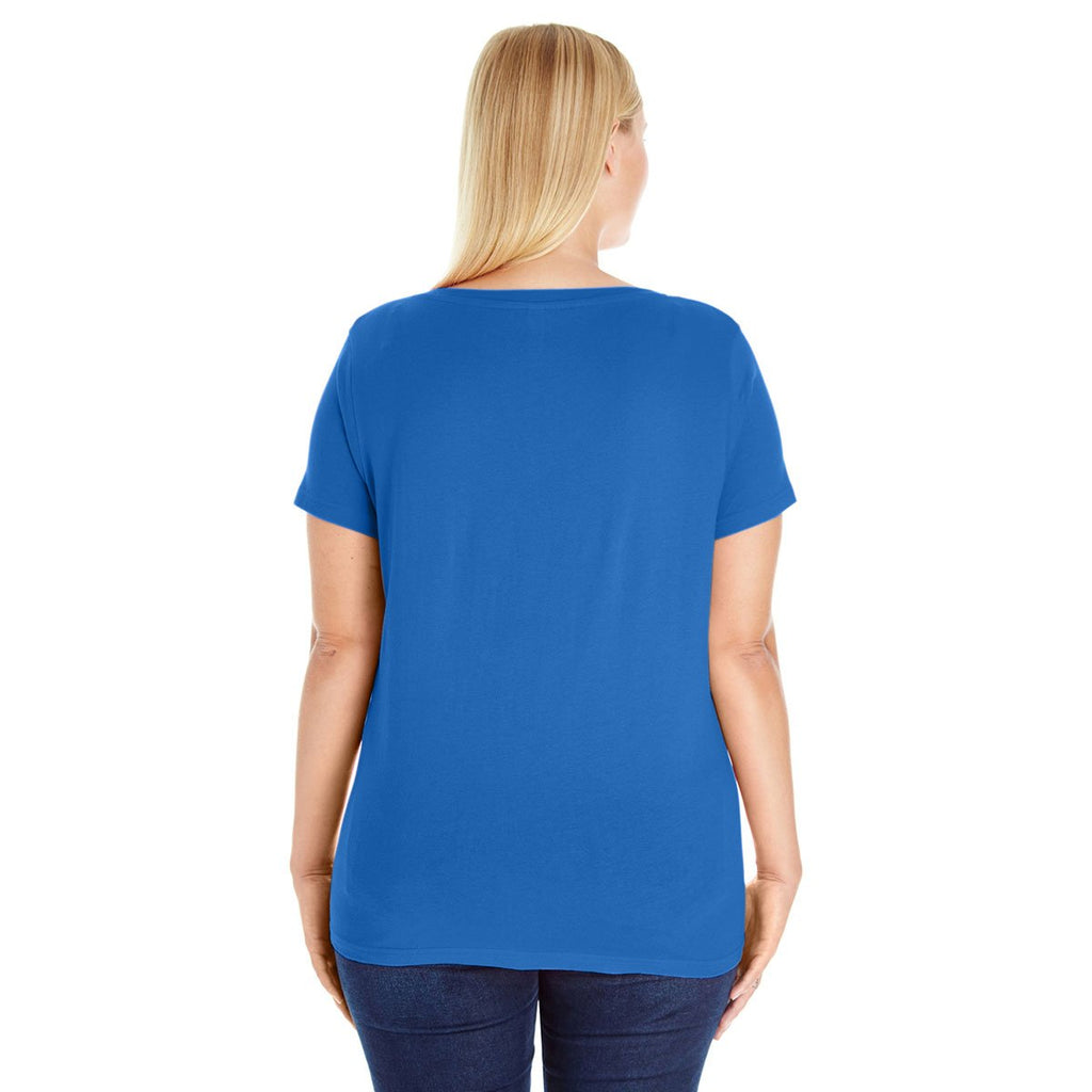 LAT Women's Royal Curvy V-Neck Premium Jersey T-Shirt