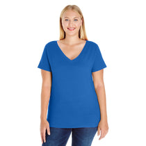 LAT Women's Royal Curvy V-Neck Premium Jersey T-Shirt