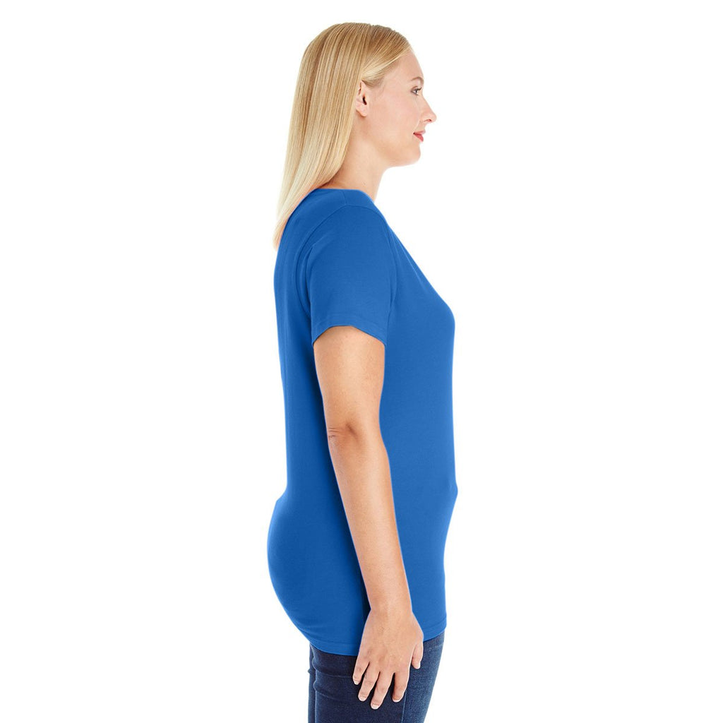 LAT Women's Royal Curvy V-Neck Premium Jersey T-Shirt