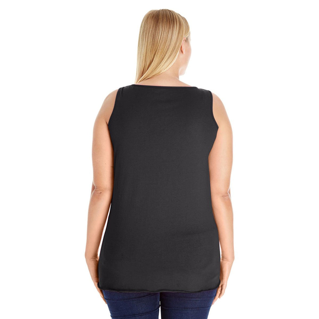 LAT Women's Black Curvy Premium Jersey Tank