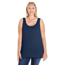 LAT Women's Navy Curvy Premium Jersey Tank