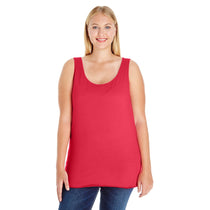 LAT Women's Red Curvy Premium Jersey Tank