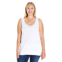 LAT Women's White Curvy Premium Jersey Tank