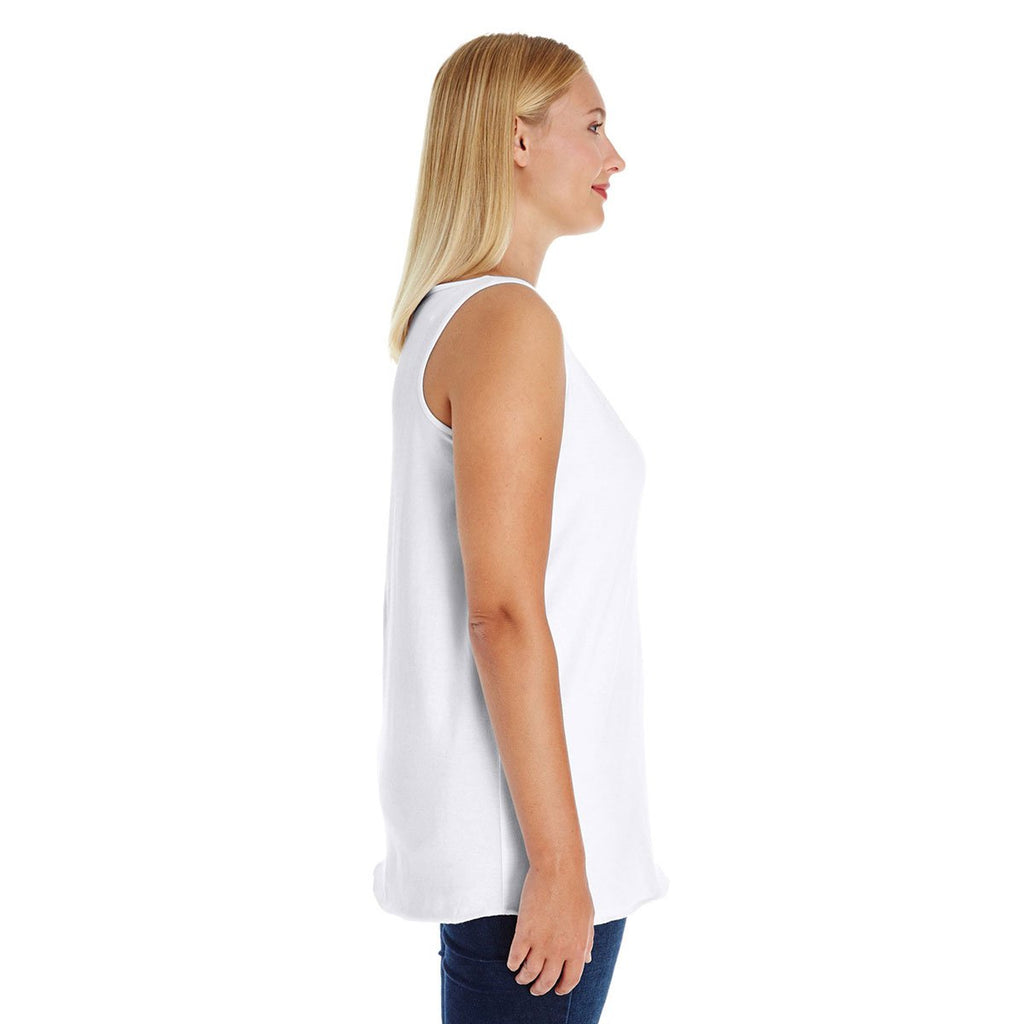 LAT Women's White Curvy Premium Jersey Tank