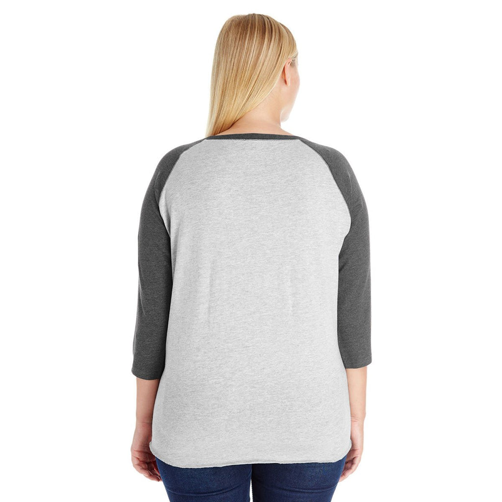LAT Women's Vintage Heather/Vintage Smoke Curvy Baseball Premium Jersey T-Shirt