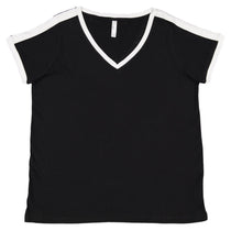 LAT Women's Black/White Curvy Soccer Ringer Premium T-Shirt