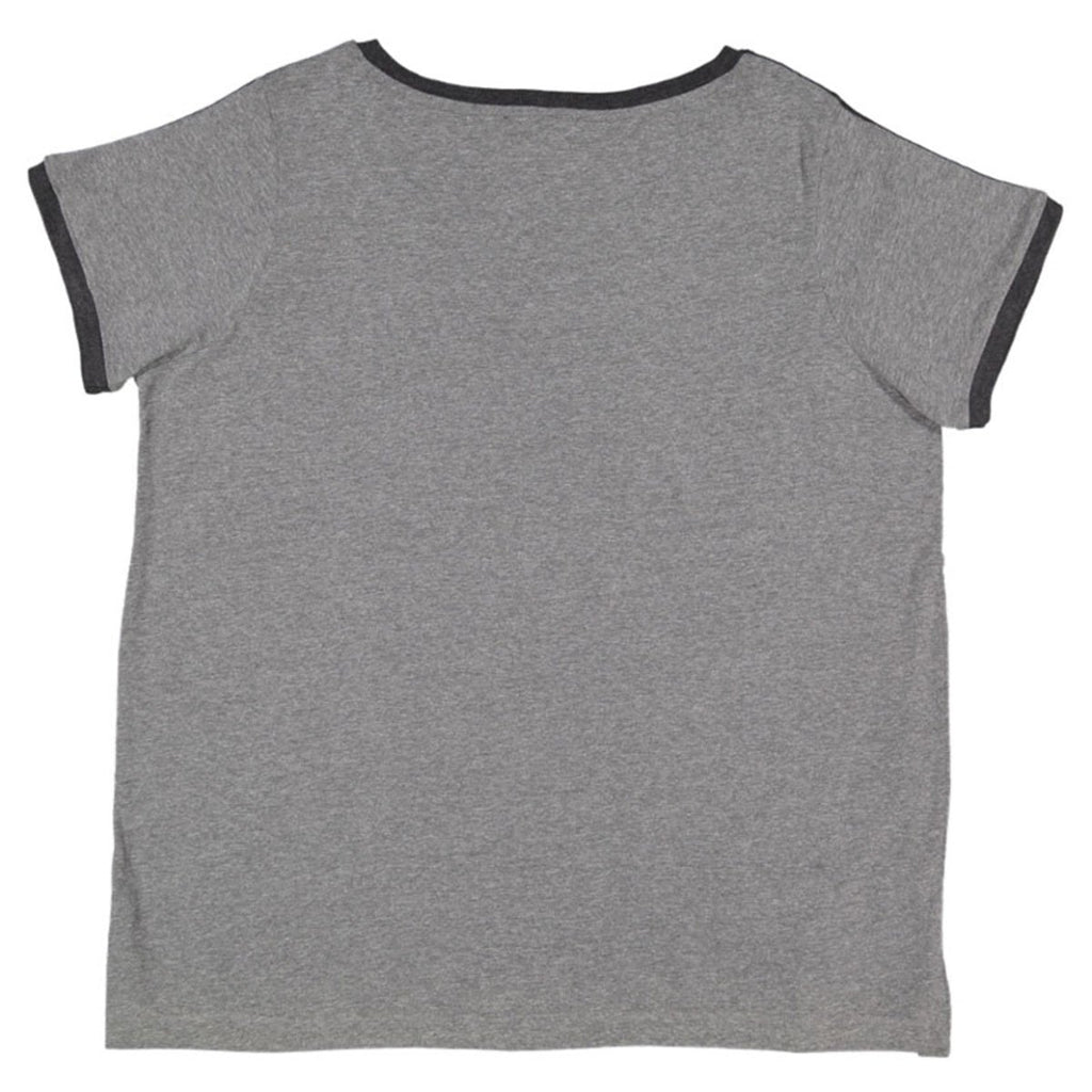 LAT Women's Granite Heather/Vintage Smoke Curvy Soccer Ringer Premium T-Shirt