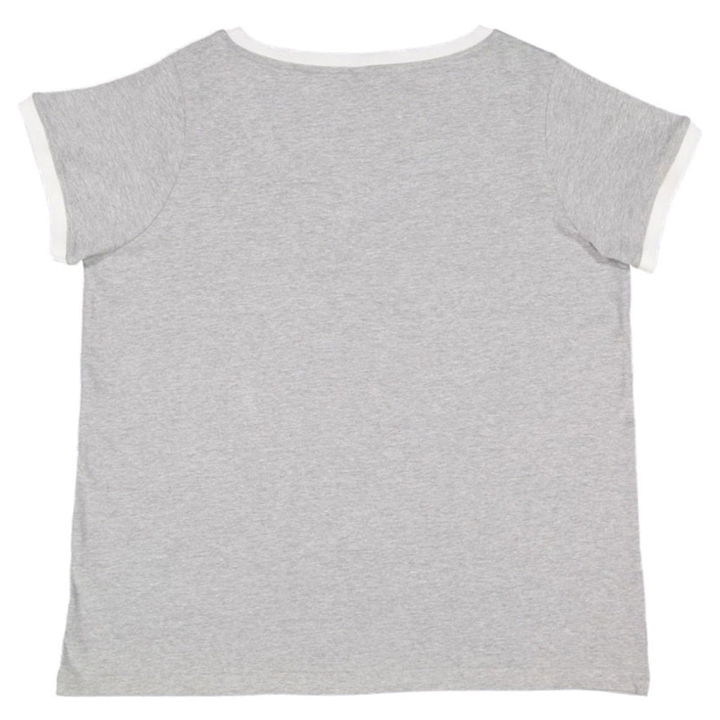 LAT Women's Heather/White Curvy Soccer Ringer Premium T-Shirt