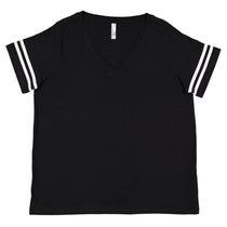 LAT Women's Black/White Curvy Football Premium Jersey T-Shirt
