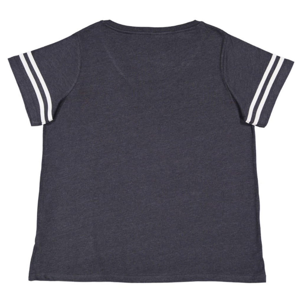 LAT Women's Vintage Navy/Blended White Curvy Football Premium Jersey T-Shirt