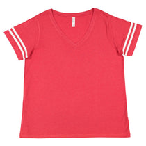 LAT Women's Vintage Red/Blended White Curvy Football Premium Jersey T-Shirt