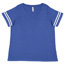 LAT Women's Vintage Royal/Blended White Curvy Football Premium Jersey T-Shirt