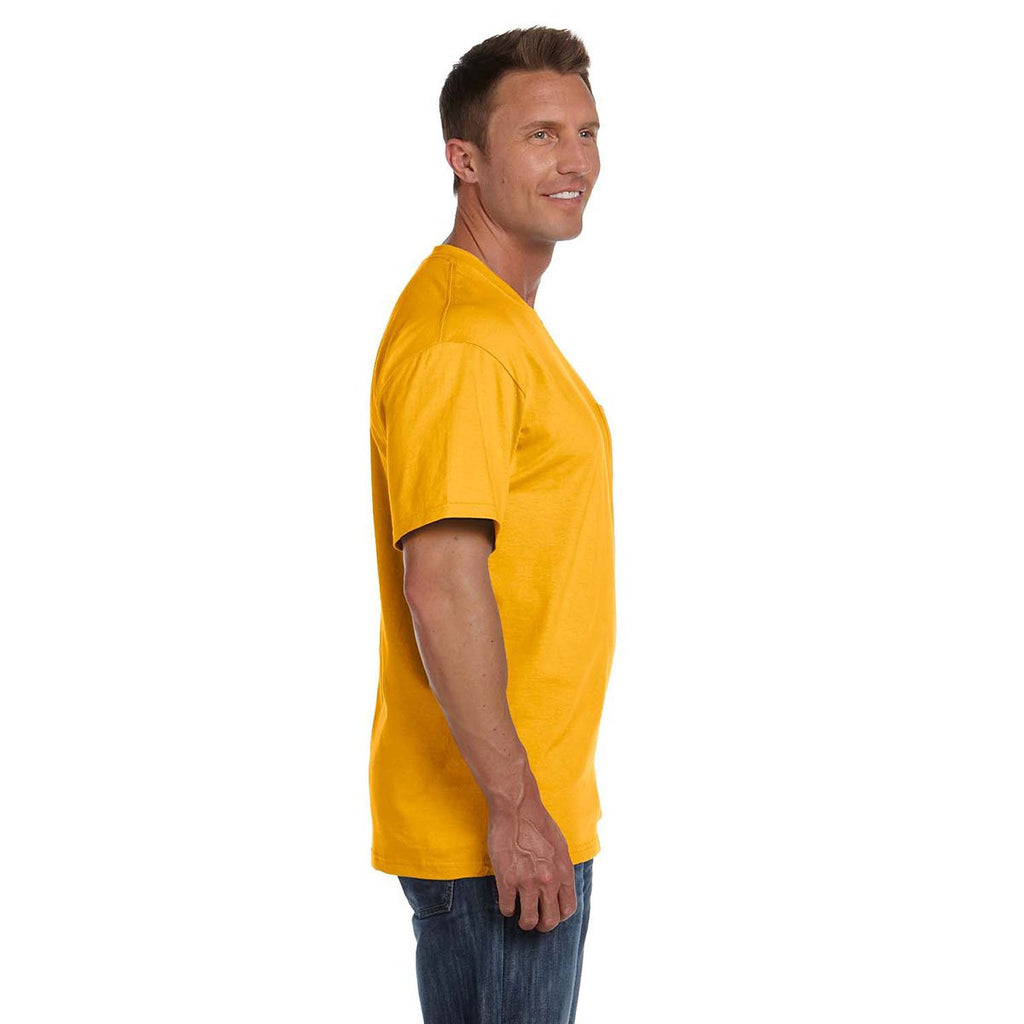 Fruit of the Loom Men's Gold 5 oz. HD Cotton Pocket T-Shirt