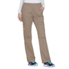 Cherokee Women's Khaki Workwear Premium Core Stretch Mid-Rise Pull-On Cargo Pant