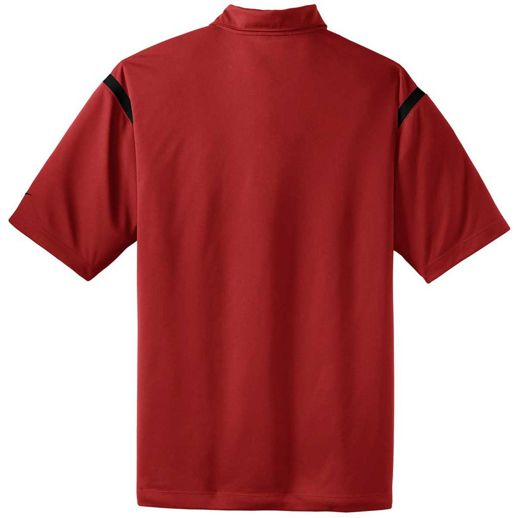 Nike Men's Red/Black Dri-FIT Short Sleeve Shoulder Stripe Polo