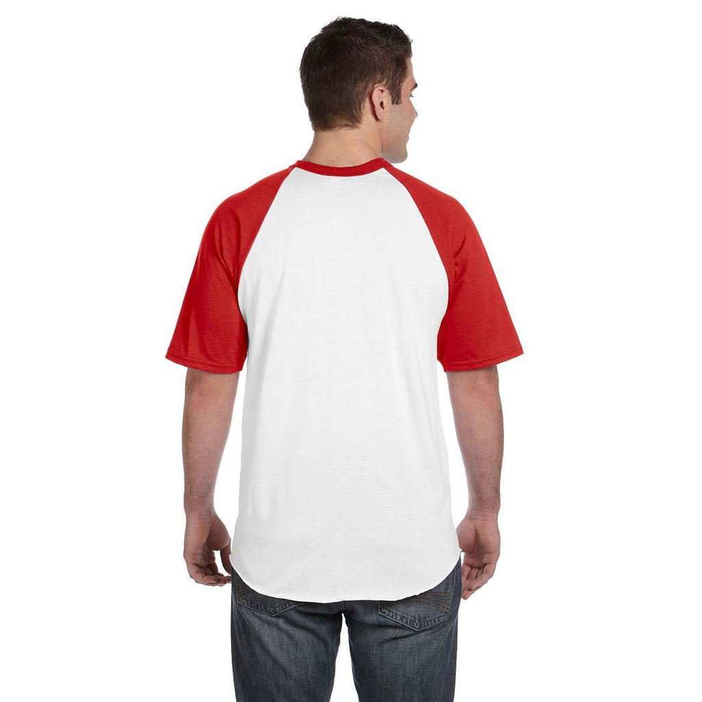Augusta Sportswear Men's White/Red Short-Sleeve Baseball Jersey