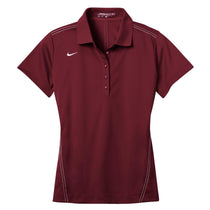Nike Women's Dark Red Dri-FIT Short Sleeve Sport Swoosh Pique Polo