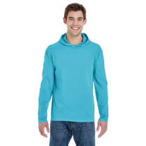 Comfort Colors Men's Lagoon Blue 6.1 oz. Long-Sleeve Hooded T-Shirt