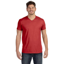 Hanes Men's Vintage Red 4.5 oz. 100% Ringspun Cotton nano-T V-Neck T-Shirt