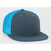 Pacific Headwear Graphite/Neon Blue D-Series Fitted Trucker Mesh Cap