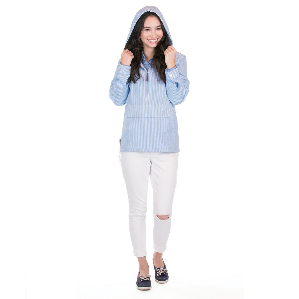 Charles River Women's Blue seersucker Bar Harbor Pullover
