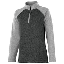 Charles River Women's Charcoal heather/Light Grey Heather Quarter Zip Color Blocked Heathered Fleece