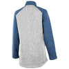 Charles River Women's Light Grey Heather/Blue Heather Quarter Zip Color Blocked Heathered Fleece