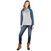 Charles River Women's Light Grey Heather/Blue Heather Quarter Zip Color Blocked Heathered Fleece