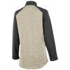 Charles River Women's Oatmeal Heather/Charcoal Heather Quarter Zip Color Blocked Heathered Fleece