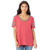 Alternative Apparel Women's Vintage Pink/Coal Varsity T-Shirt