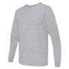 Bayside Men's Dark Ash USA-Made 100% Cotton Long Sleeve T-Shirt