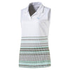 Puma Golf Women's Bright White/Aquarius Sleeveless Road Map Golf Polo