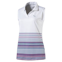 Puma Golf Women's Bright White/Bright Plasma Sleeveless Road Map Golf Polo