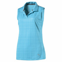 Puma Golf Women's Aquarius Sleeveless Soft Plaid Golf Polo