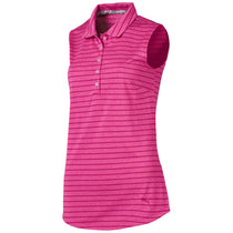 Puma Golf Women's Fuchsia Purple Rotation Stripe Sleeveless Golf Polo