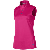Puma Golf Women's Fuchsia Purple Sleeveless Mock Golf Shirt