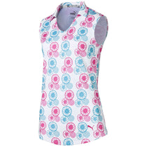 Puma Golf Women's Bright White/Fuchsia Purple Blossom Sleeveless Golf Polo
