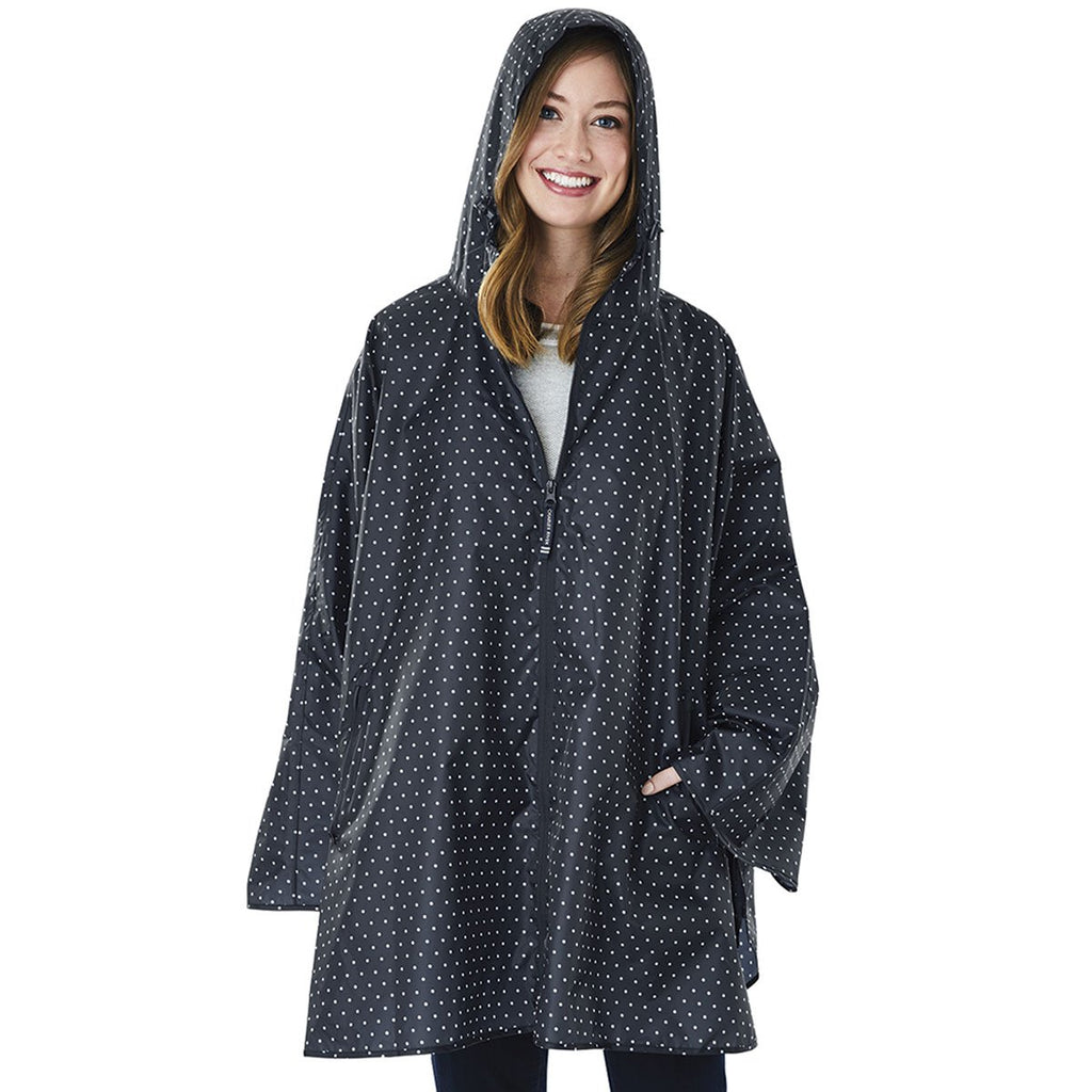 Charles River Women's Navy Polka Dot Pack-N-Go Poncho