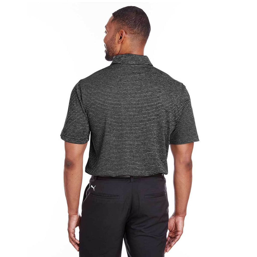 Puma Golf Men's Black Heather Performance Stripe Polo