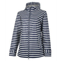 Charles River Women's Navy/white Stripe New Englander Printed Rain Jacket