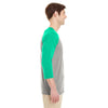 Jerzees Men's Oxford/Mint Heather 4.5 Oz Tri-Blend Baseball Raglan
