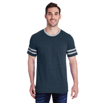 Jerzees Men's Indigo Heather/Oxford 4.5 Oz. Tri-Blend Varsity Ringer T-Shirt