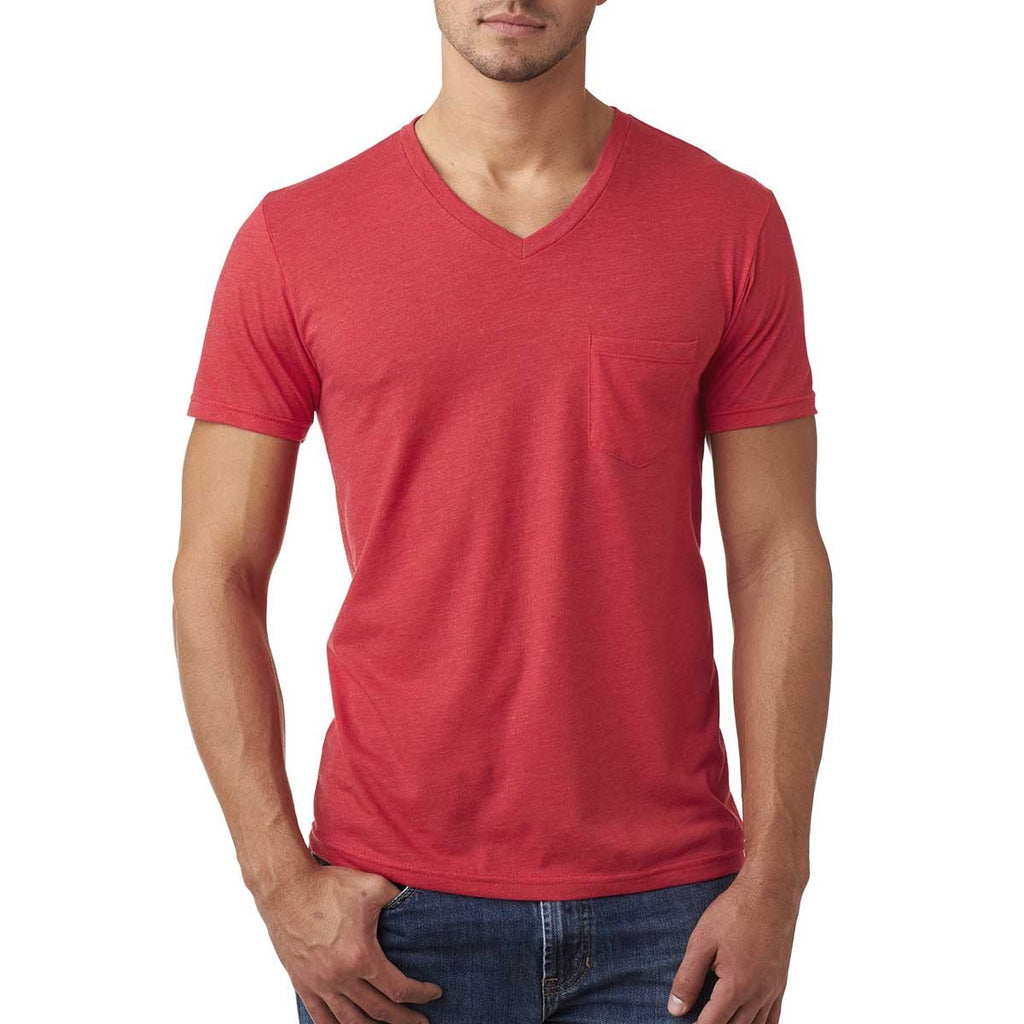 Next Level Men's Red CVC Tee with Pocket