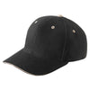 Yupoong Black/Khaki Brushed Cotton Twill 6-Panel Mid-Profile Sandwich Cap