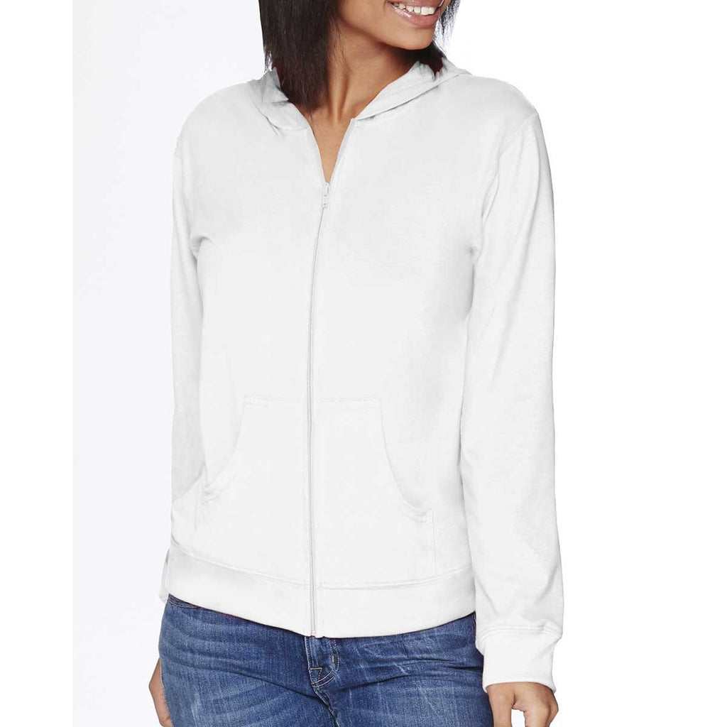 Next Level Unisex White Sueded Full-Zip Hoodie