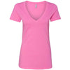 Next Level Women's Hot Pink CVC Deep V Tee