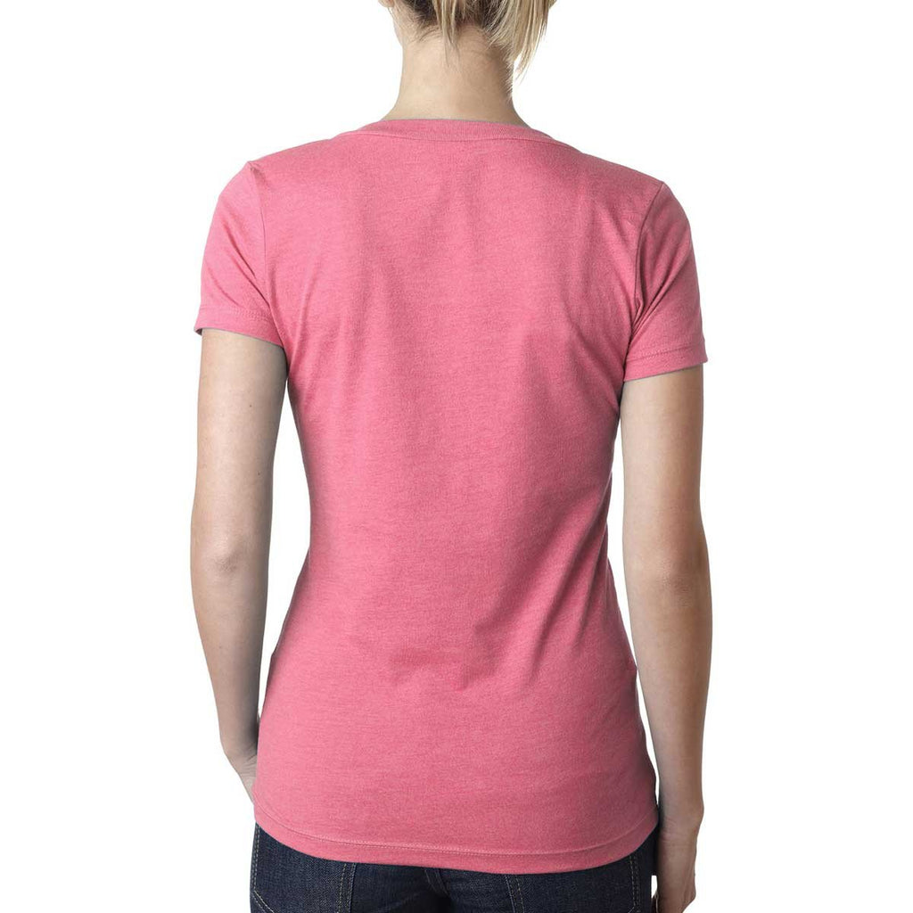 Next Level Women's Hot Pink CVC Deep V Tee
